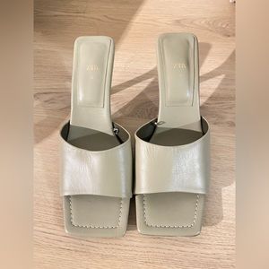 Zara Leather Square Toe Sandals